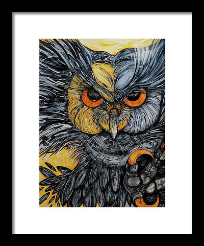 Un Great Horned Owl - Framed Print