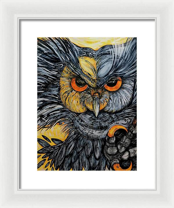 Un Great Horned Owl - Framed Print