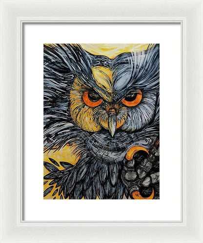 Un Great Horned Owl - Framed Print