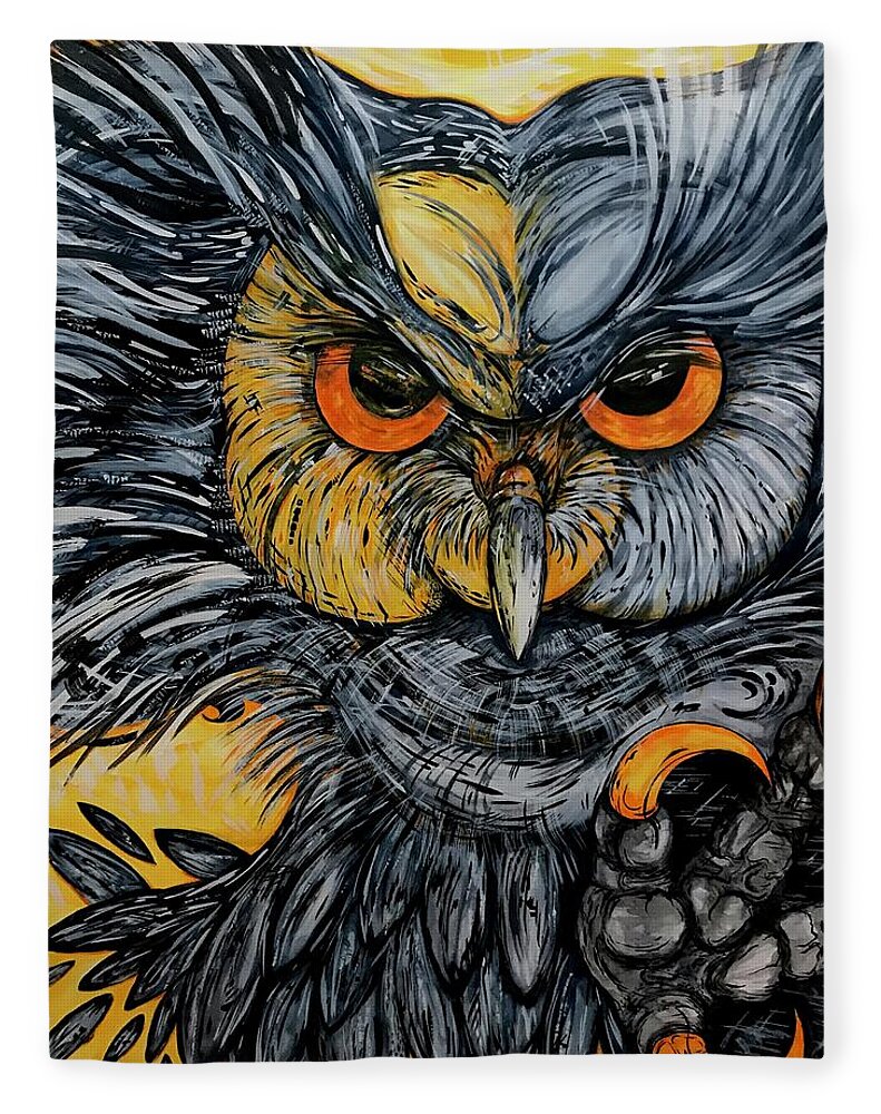 Un Great Horned Owl - Blanket