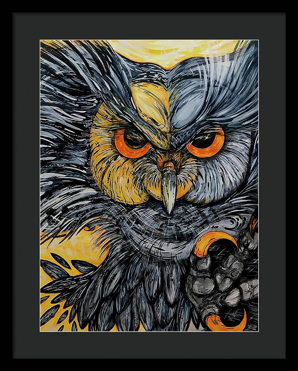 Un Great Horned Owl - Framed Print