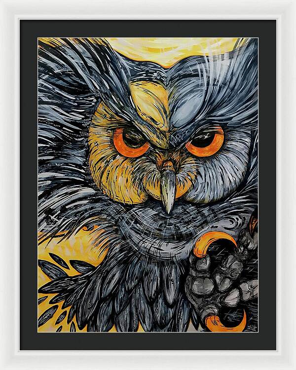 Un Great Horned Owl - Framed Print
