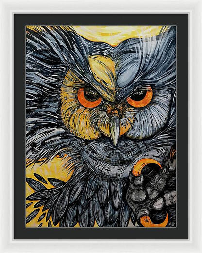 Un Great Horned Owl - Framed Print