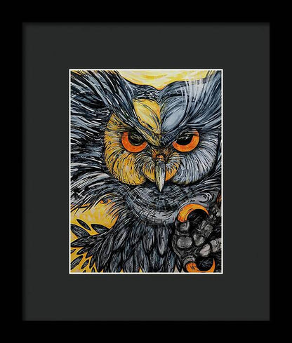 Un Great Horned Owl - Framed Print