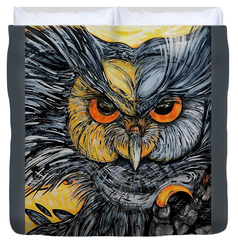 Un Great Horned Owl - Duvet Cover